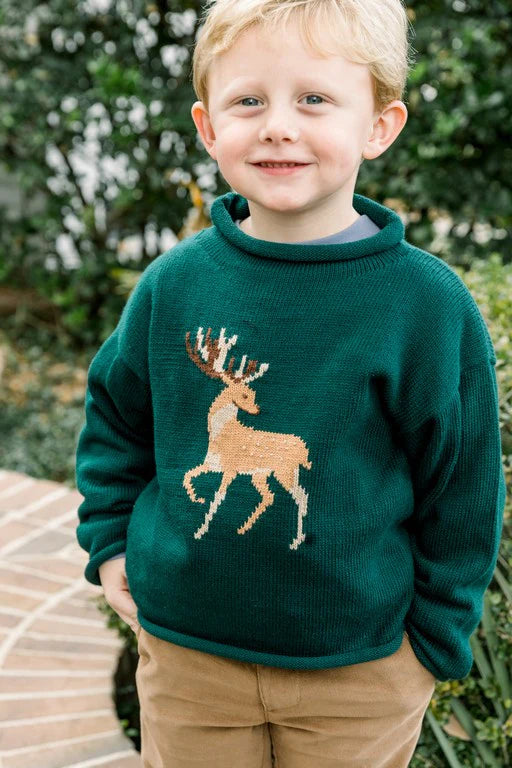Bailey Boys Roll Neck Sweater - Deer on Forest – Olly-Olly