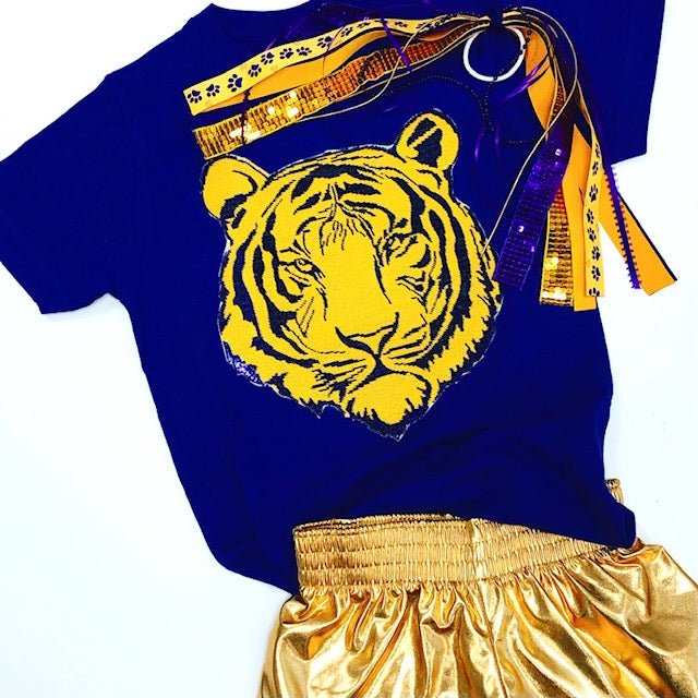 Azarhia Sequin Tiger Face Purple T-Shirt – Olly-Olly