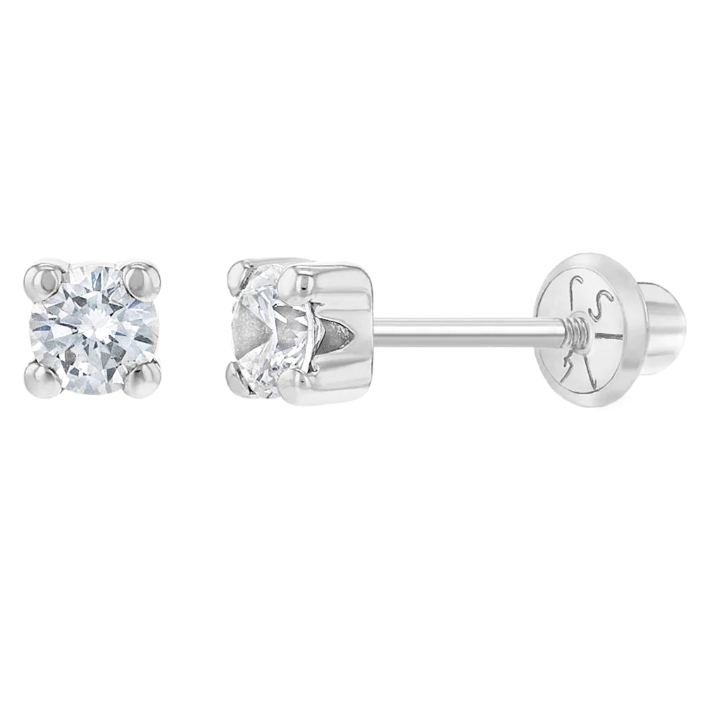 Tiny Stud Earrings, Screw Back Earrings, Small Studs, Sparly Cz