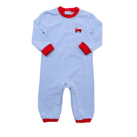 Itsy Bitsy Striped Blue/Red Firetruck Long-Sleeved Romper