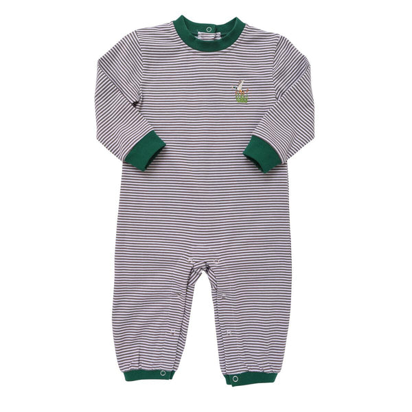 Itsy Bitsy Striped Brown/Green Mallard Long-Sleeved Romper