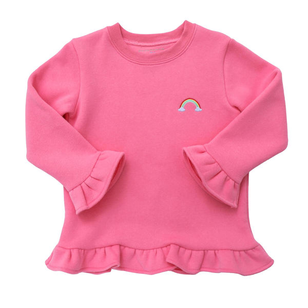 Itsy Bitsy Hot Pink Rainbow Ruffle Sweatshirt