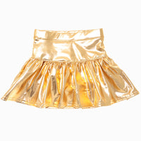 Azarhia Gold Metallic Gathered Skort