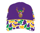 Azarhia Mardi Gras Camo Rope Embroidered Deer Trucker Hat