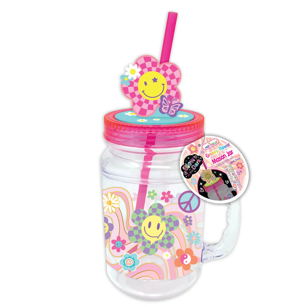 Glow in the Dark Insulated Mason Jar Cup - Groovy Flower