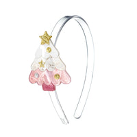 Acrylic Headband - Pink Pearlized Christmas Tree