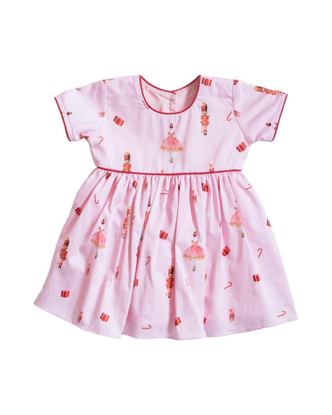 Bella & Emma Pink Nutcracker Harper Dress with Diaper Cover