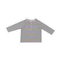 Angel Dear Raglan Henley L/S Shirt - Navy and Oat Stripe