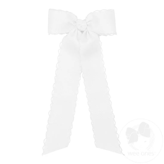 Wee Ones Medium Grosgrain Long Tail Moonstitch Bow