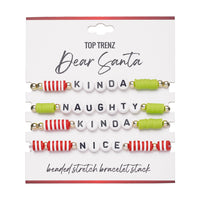 Naughty or Nice - 4Pc Dear Santa Beaded Stretch Bracelets