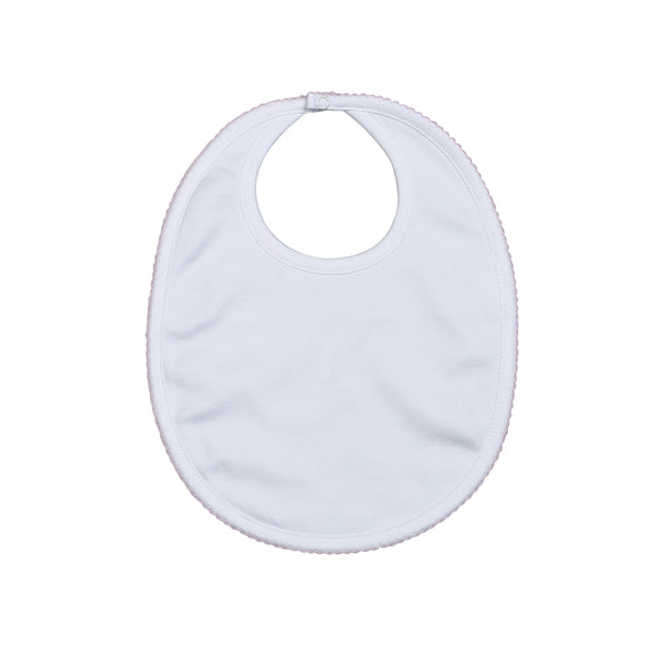 Baby Loren White w/ Pink Trim Bib