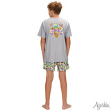 Azarhia Mardi Gras S/S Dri-Fit Shirt - Camo Deer on Gray