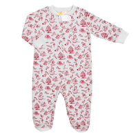 Baby Club Chic Christmas Toile Zipped Footie