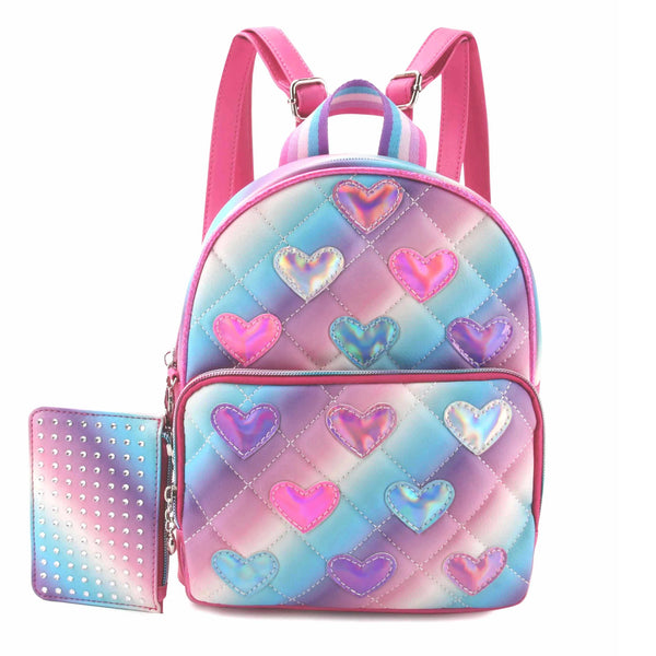 OMG! Accessories Heart-Patched Quilted Mini Backpack with Coin Purse