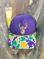 Azarhia Mardi Gras Camo Rope Embroidered Deer Trucker Hat