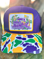 Azarhia Mardi Gras Swamp Truck Patch Trucker Hat