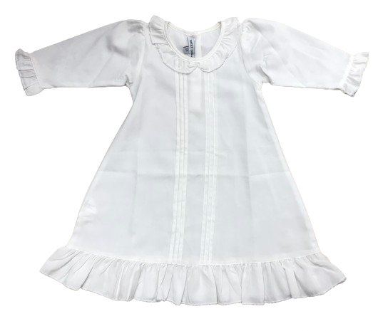 Sweet Dreams White L/S Nightgown with White Picot Trim