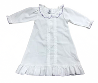 Sweet Dreams White L/S Nightgown with Purple Picot Trim