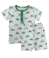 Baby Loren White Tractor 2Pc Pajamas