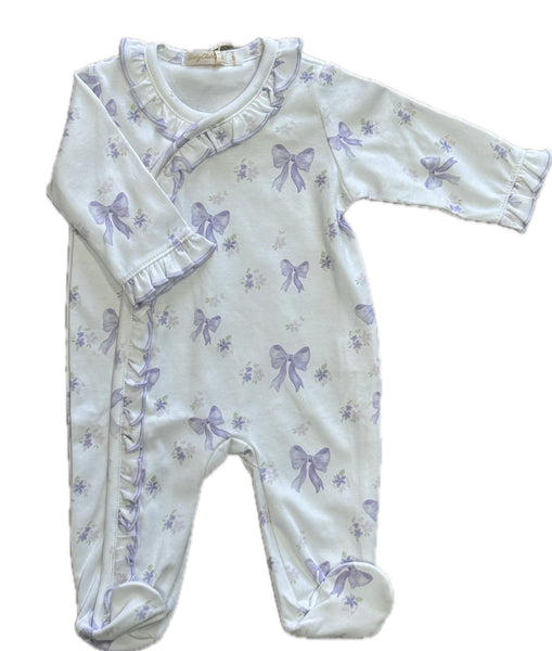 Baby Club Chic Lavender Bows Footie w Ruffle