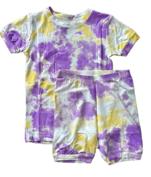 Purple/Gold Tie Dye Pajama Short Set