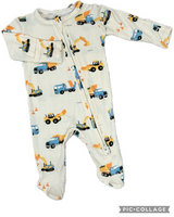 Angel Dear Construction Trucks Zipper Footie