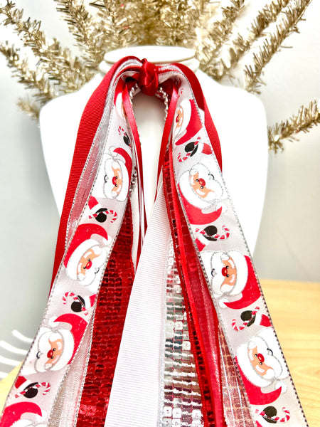 Christmas Santa Ribbon Strip Pony Tail Streamer