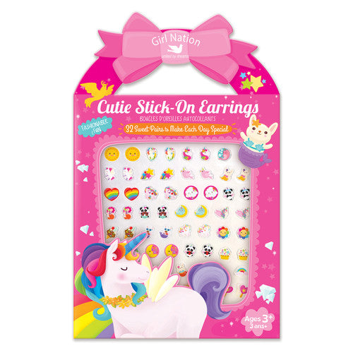 32 Pair Girl Nation Cutie Stick-On Earrings: Believe in Magic