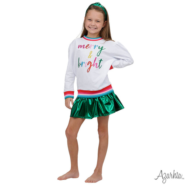 Azarhia Glitter Merry & Bright White Holly Sweatshirt