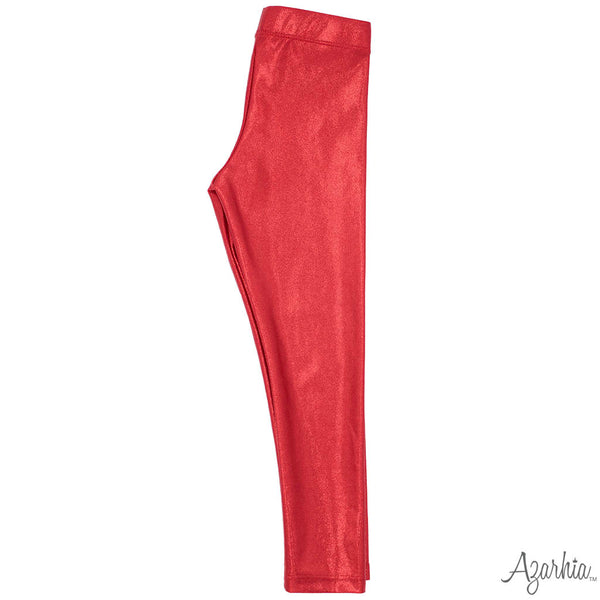 Azarhia Christmas Shimmer Leggings - Red