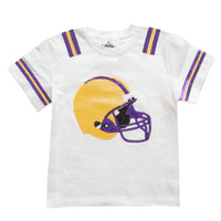 Belle Cher White Purple & Gold Sequin Helmet Tee