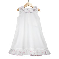 Sweet Dreams White Nightgown with Pink Trim & Embroidered Dots