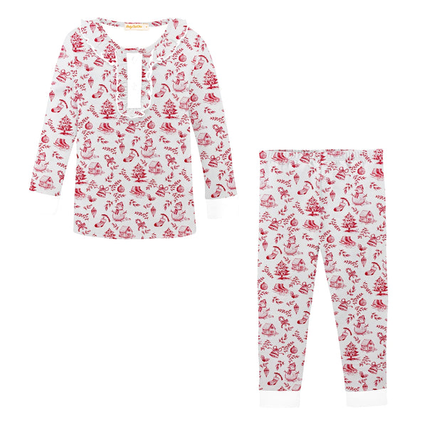 Baby Club Chic Girls Christmas Toile 2Pc Pajama Set