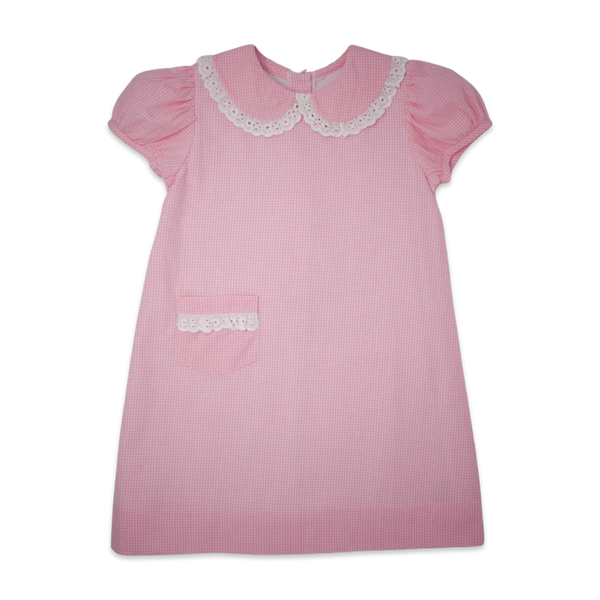 1956 Pocket Dress Pink Mini Gingham Picot