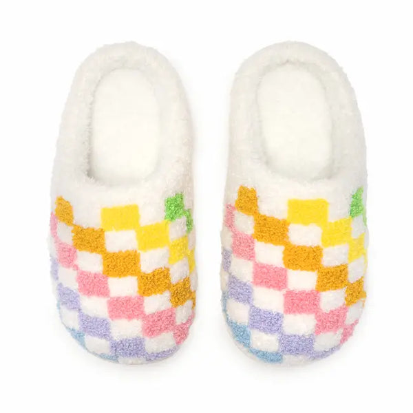 Living Royal Rainbow Checker Slippers