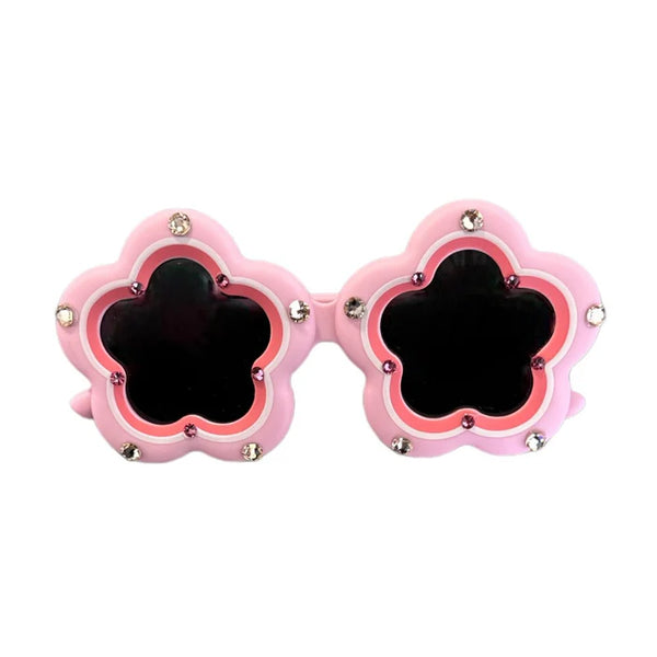 Bari Lynn Daisy Flower Sunglasses with Rhinestones - Pink – Olly-Olly