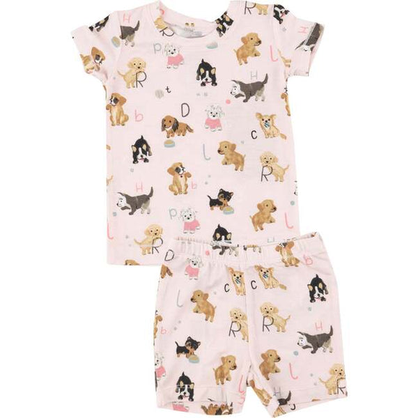 2Pc Angel Dear Pink Puppy Alphabet Loungewear Set