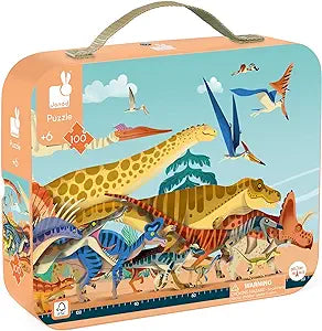 Janod Panoramic Dino 100Pc Suitcase Puzzle