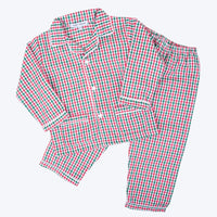 Sweet Dreams Red & Green Gingham Christmas 2Pc Button Down Pajamas