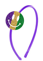 Azarhia Mardi Gras Jeweled Smiley Face Headband