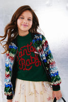 Santa Baby Green Festive Tinsel Sweater