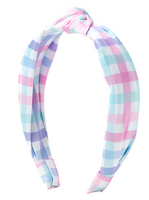 Azarhia Knotted Headband - Blue Sky Plaid