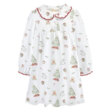 Baby Club Chic Christmas Tree Toddler Dress w/ Round Collar