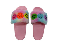 Bari Lynn Pink Furry Smiley Face Slippers