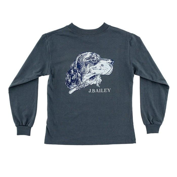 J. Bailey Logo L/S Tee Shirt - Dog on Charcoal