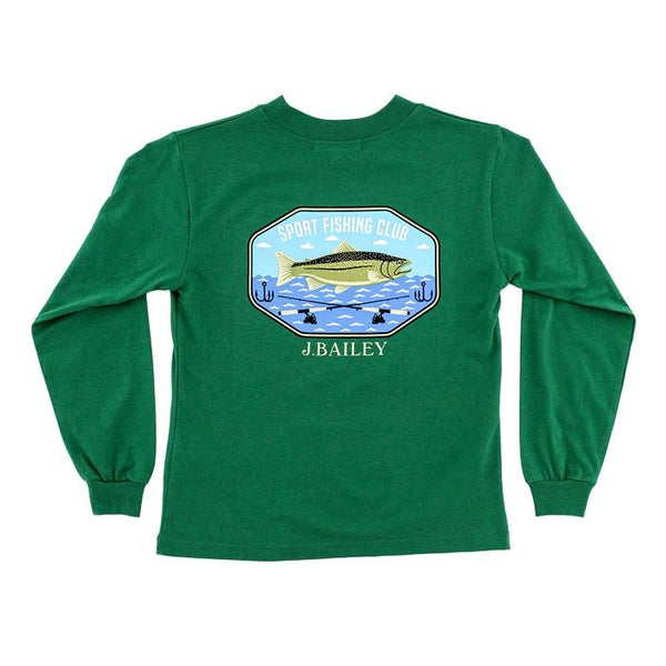 J. Bailey Logo L/S Tee Shirt - Fishing Club on Green