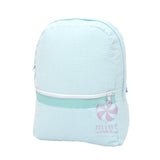 Mint Seersucker Backpack (Medium)