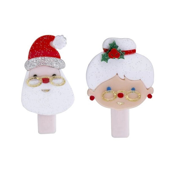 Acrylic Hair Clips -  Santa & Mrs Claus