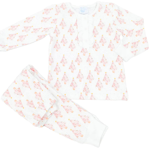 Watercolor Pink Christmas Tree 2Pc Pajama Set